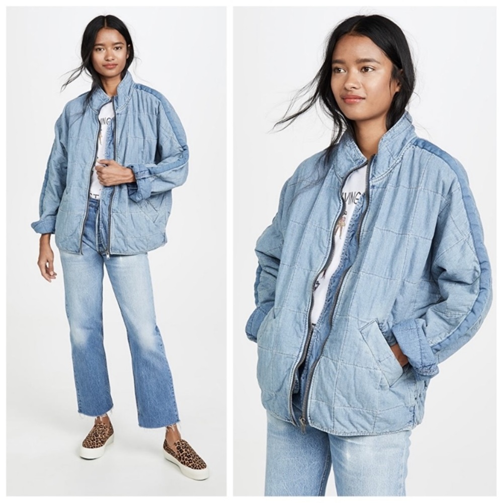 🌩️Free People Dolman Sleeve Denim Quilted Jacket☁️